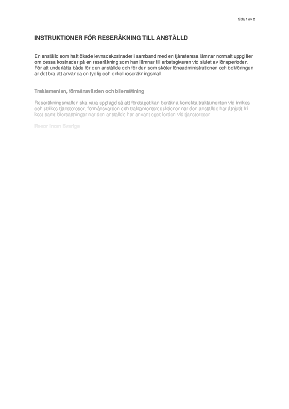 Reseräkning instruktioner