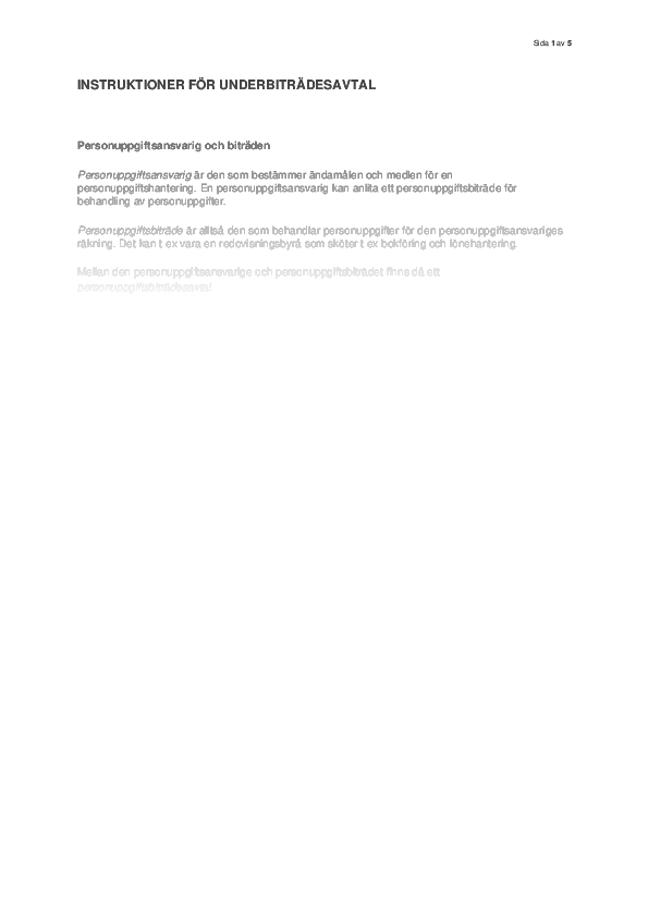 Underbiträdesavtal instruktioner