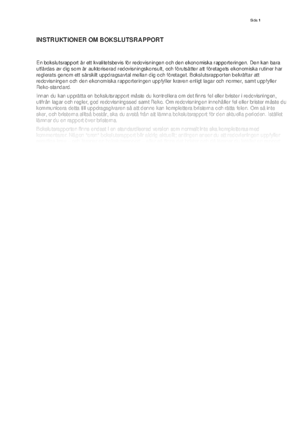Bokslutsrapport - Instruktioner