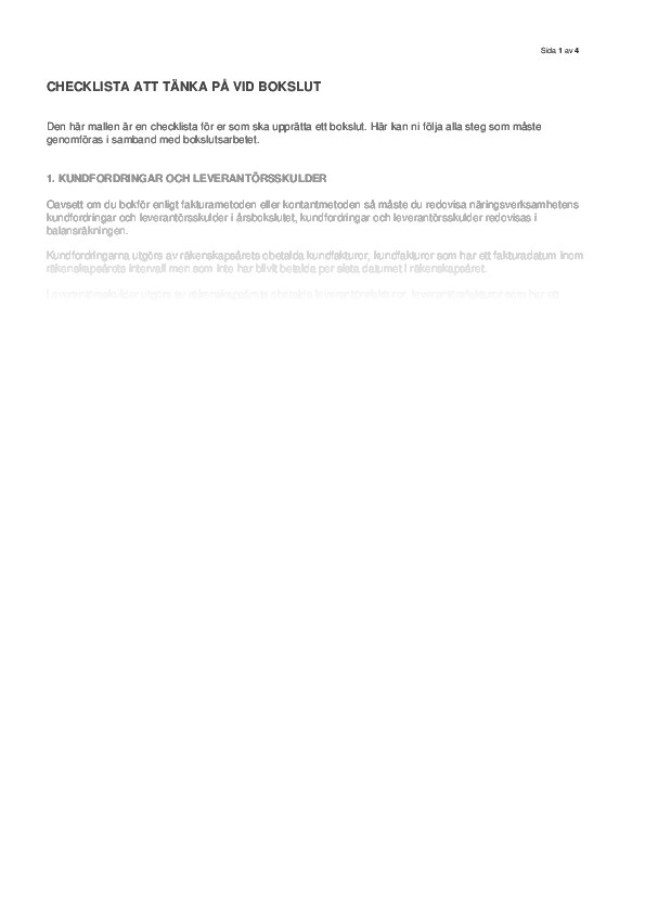 Checklista att tänka på vid bokslut